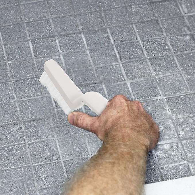 DECHOUS Grout Cleaner Brush and Floor Scrubber Brush with Handle for Shower Kitchen Bathroom Baseboard Cleaning Tool 2pcs Set