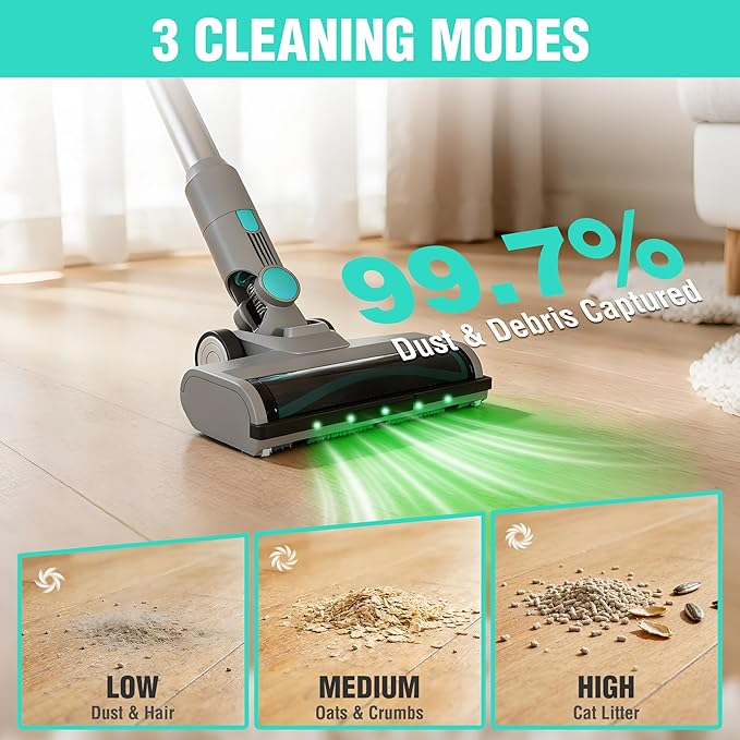 HAUSHOF Cordless Vacuum Cleaner with Auto Empty Station, 250W Motor, HEPA Filter, Anti-Tangle Brushroll, Stick Vacuum for Pet Hair, Hardwood Floors, Carpets