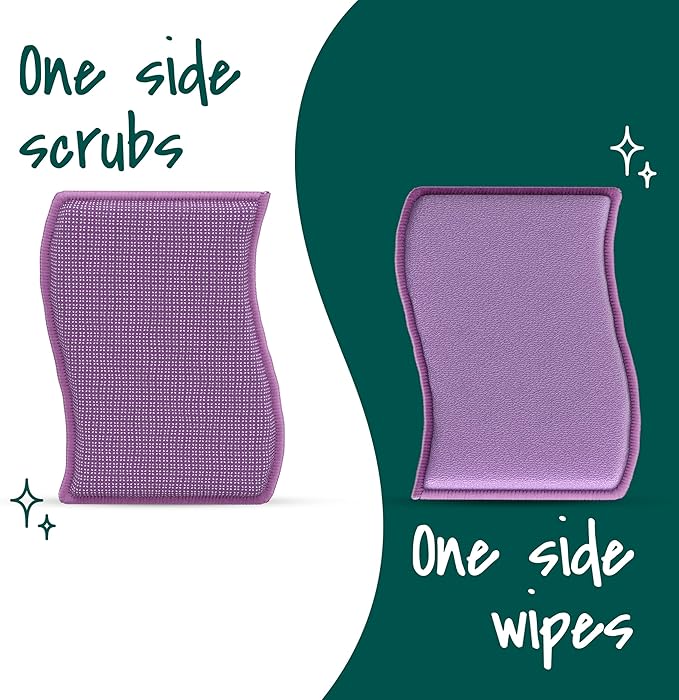 Scotch-Brite Dobie Stay Clean Scrubbers, Non-Scratch Dual-Sided Dish Sponges with Absorbent Cloth Side, Odor Resistant Scrubbing Pads for Dishes and Household Cleaning, 8-Pack