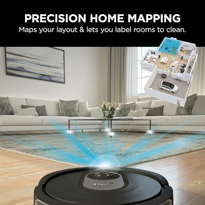 Shark AI Robot Vacuum & Mop with Self-Cleaning Brushroll for Floors, Carpet Black/Silver (RV2001WD) With LiDAR Navigation