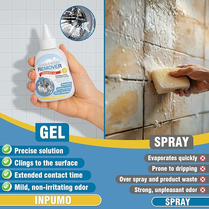 Mold Stain Remover Gel, Effective Washing Machine Cleaner, Household Cleaner for Bathroom Grout, Sink,Tile, Shower, Caulk