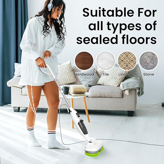 Electric Steam Mop – 15-in-1 Detachable Floor Scrubber with 3 Steam Modes – Electric Mop for Hardwood Floors, Kitchen Hoods & Worktops Cleaning