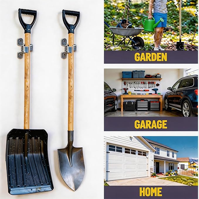 Sinoer Shovel holder, Mop and Broom Holder Heavy Duty Metal Wall Mounted Broom Utility Hooks Tool Hanger for Warehouse, Garden,Sheds,Garage -14PACK
