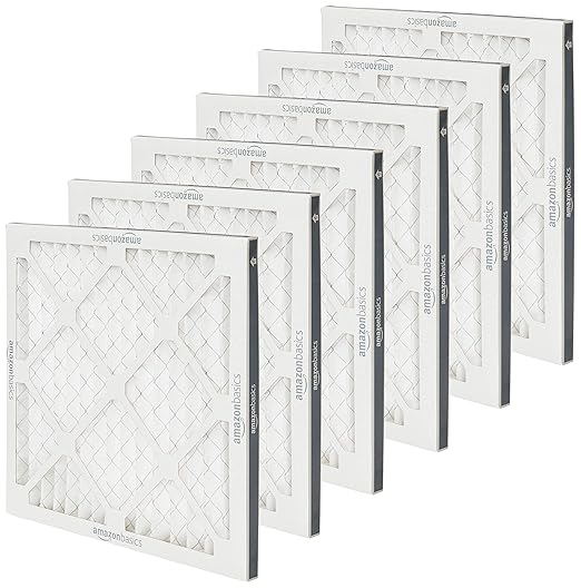 Amazon Basics 14x14x1 Air Filter 6-Pack, MERV 11 AC Furnace Filters, Allergy Control, Removes Dust, Pollen and Lint (Actual Size: 13.75" x 13.75" x 0.75")