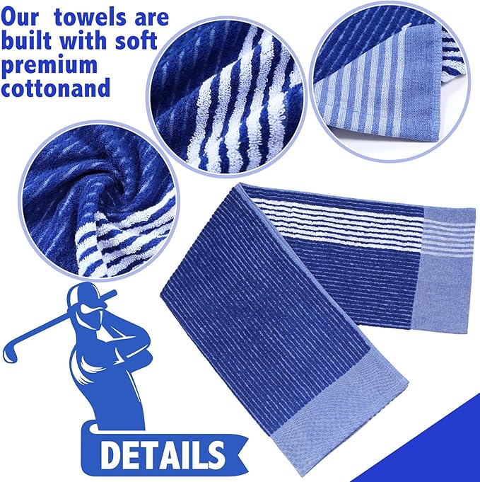 Buryeah Golf Towel 22 x 44 Inch Cotton Golf Caddy Towel Camping Large for Caddies Golfers Tour Players Club with Stripe