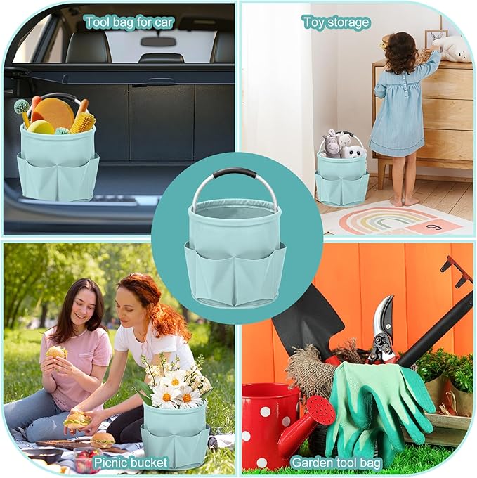 Cleaning Caddy for Cleaning Supplies,17L Cleaning Supply Caddy with Handle Foldable Cleaning Supplies Organizer Bucket Cleaning Products Organizers for Home, Garden (Light Blue)