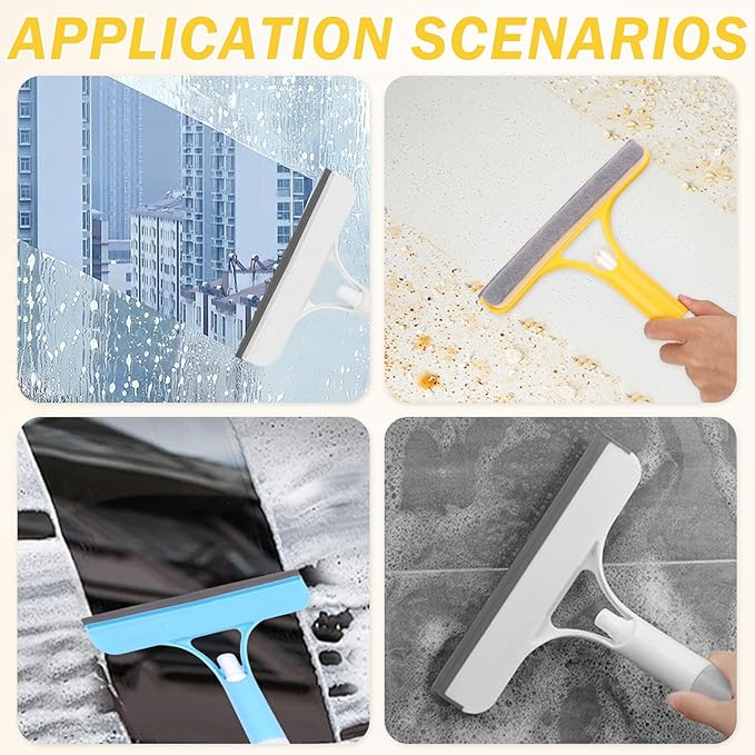 3Pcs 3 in 1 Window Cleaning Scraper, Mirror Squeegee with Sprayer Combo, Glass Cleaner for Windows Car, Home, Kitchen