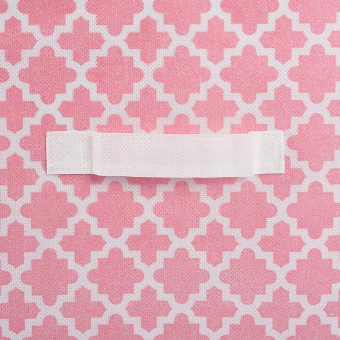 DII Non Woven Polyester Storage Bin, Lattice, Pink Sorbet, Small Set of 4