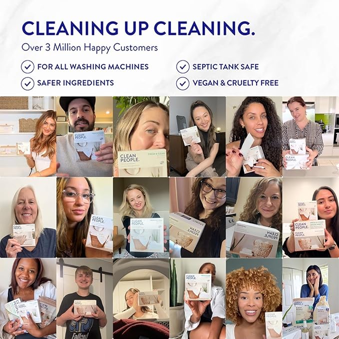 The Clean People Fragrance Free Laundry Detergent Sheets - Laundry Soap - Ultra Concentrated, Recyclable Packaging, Stain Fighting - Fragrance Free, 96 Pack