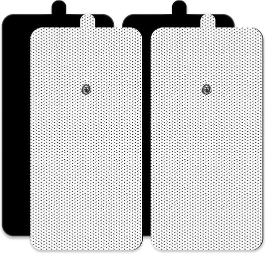 TENS Unit Replacement Pads Standard 3.5mm Snap-on 4 * 8" Large Reusable TENS Unit Pads Premium Non-Irritating TENS Pads Replacement Self-Adhesive Electrode Pads for Muscle Stimulator Therapy - 4Pcs