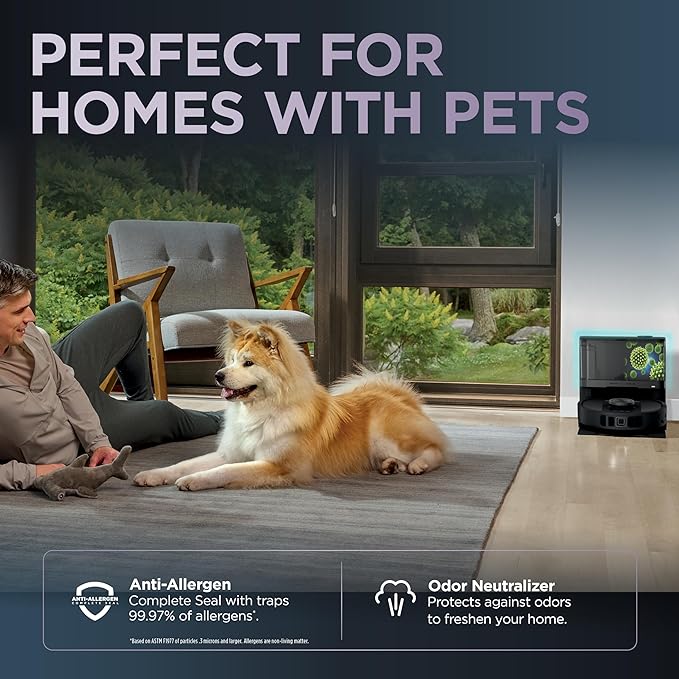 Shark Robot Vacuum & Mop Combo, NeverTouch System, Self-Emptying and Refilling, for Wood, 60-Day Debris Capacity, 30-Tank Reservoir, Pad Drying, 5 Intelligent Cleaning Technologies, RV2820YE