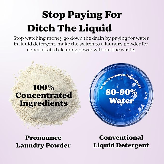 Pronounce Laundry Detergent Powder Alternative | Cleaner Ingredients. Safer for Sensitive Skin. Stain + Smell Fighting. With Essential Oils. HE Safe (Lavender, 120 Loads).