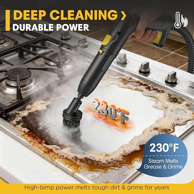 Heavy Duty Steam Cleaner, 1500W High-Temperature Mop with 26 Accessories, 1.4L Portable Tank, Chemical-Free Cleaning for Floors, Tiles, Cars & More, Child Lock for Safety, Easy Operation