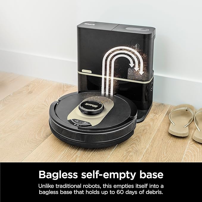 Shark AV2501AE AI Robot Vacuum with XL HEPA 60-Day Self-Empty Base, LIDAR Navigation, Perfect for Pet Hair, Compatible with Alexa/Wi-Fi, Carpet & Hard Floor, Black (Renewed)