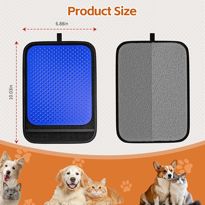 2 in 1 Pet Hair Removal Glove, Upgraded Pet Hair Remover Tool, Gentle Shedding Silicone Brushes for Dogs & Cats, Efficient Pet Hair Gloves for Couch Carpet Clothing (Blue)