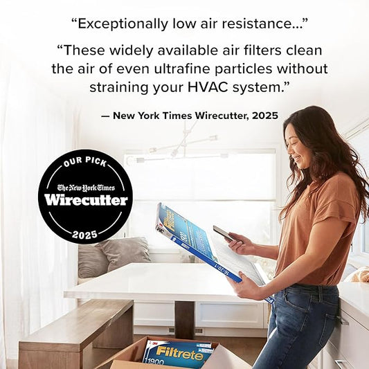 Filtrete 12x20x1 AC Furnace Air Filter, MERV 13, MPR 1900, Premium Allergen, Bacteria & Virus Filter, 3-Month Pleated 1-Inch Electrostatic Air Cleaning Filter, 6-Pack (Actual Size 11.81x19.81x0.78 in)