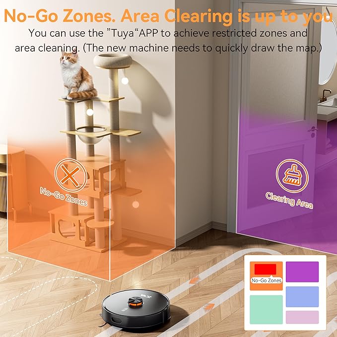 ZCWA D15S MAX Robot Vacuum and Mop Combo, 10000Pa Suction Robot Vacuum, Self-Emptying, Lidar Navigation Robot Vacuum Cleaner, 3200mAh/Automatic Recharging, 3.5L Dust Bin, App Control, Wi-Fi Connected