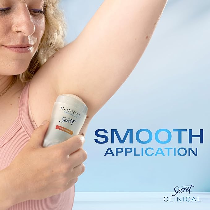 Secret Clinical Strength Antiperspirant Deodorant for Women, Stress Response, 3X Stress Protection, 72hr Sweat & Odor Protection, PH Balancing Minerals, Invisible Solid, 2.6 oz