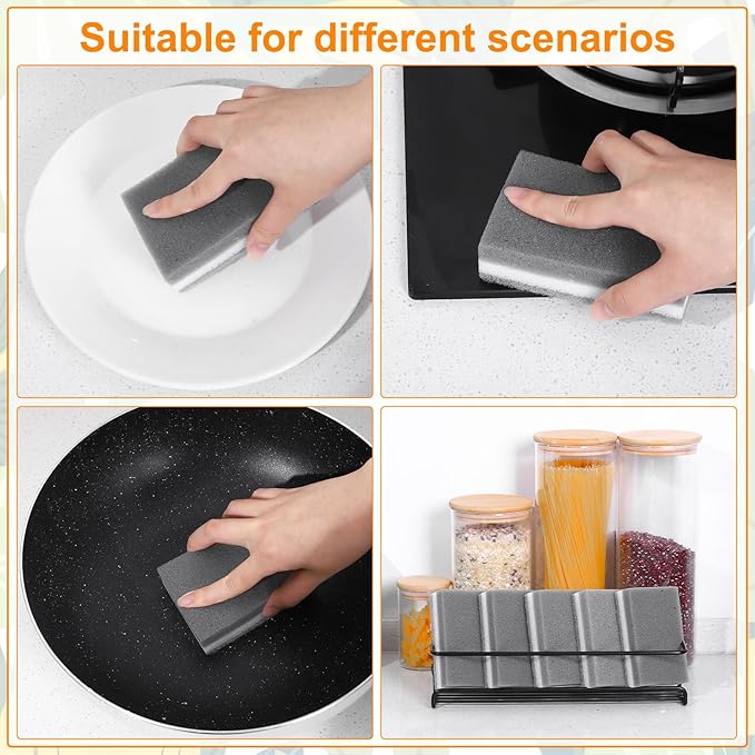 200 Pcs Individually Wrapped Sponges, Uncompressed Non Scratch Scrouing Sponges for Household Cleaning Dishes Kitchen Airbnb Apartment Car Bike Gray