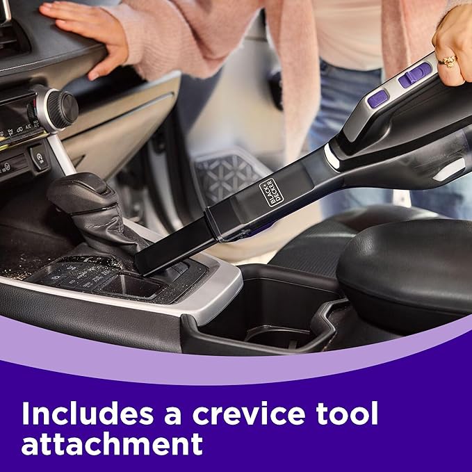 BLACK+DECKER dustbuster Reveal Pet Hair Vacuum, Hand Held Vacuum Cordless Portable for Home and Car, Rechargeable, LED Light, Powerful Suction, Includes Pet Brush and Crevice Tool (HLVD320BP07)