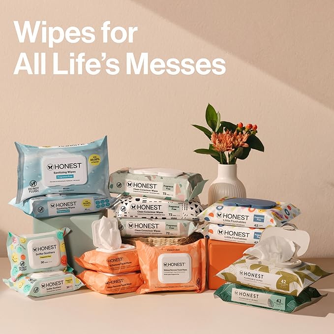 The Honest Company Hypoallergenic Multi-Use Baby Wipes for Sensitive Baby Skin, Pattern Play, 10 Count