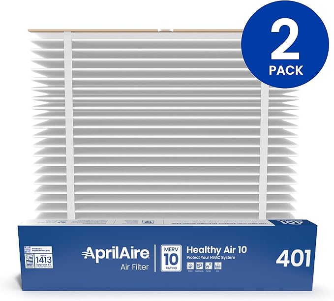 AprilAire 401 Replacement Furnace Filter for AprilAire 2400, Space-Gard 2400 Whole-House Air Purifiers - MERV 10, 16x25x6 Air Filter (Pack of 2)