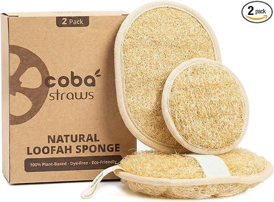 Natural Loofah Exfoliating Body & Facial Scrubber Set | 100% Plant-Based Shower Luffa Sponge for Deep Cleansing, Smooth & Glowing Skin | Bath Loofah for Women & Men
