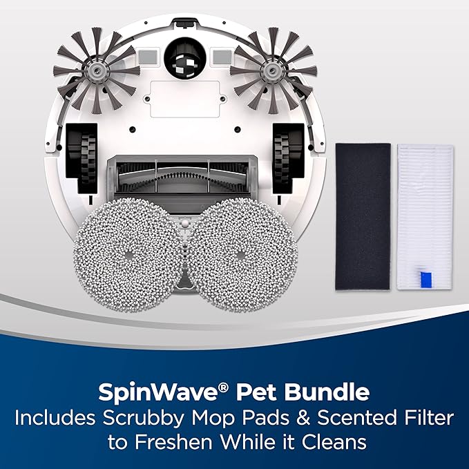 Bissell SpinWave Pet Robot, 2-in-1 Wet Mop and Dry Robot Vacuum, WiFi Connected with Structured Navigation, 3347
