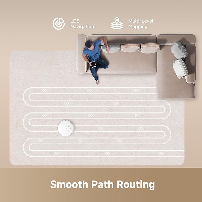 DREAME D20 Plus Robot Vacuum and Mop, 13,000Pa Suction, Self-Emptying with 5L Dust Bag, DuoBrush for Pet Hair, LDS Mapping, App & Voice Control, 5200mAh Battery, Ideal for Hard Floors & Carpets