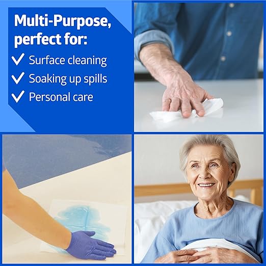Medline Absorbent Wipers+ Disposable Heavy Duty Dry Wipes, 12" x 12" (90 Count, 12 Pack)