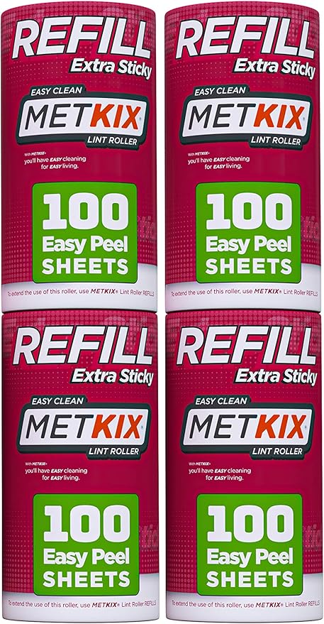 Refill for Metkix Lint Rollers 4 Pack (Total 400 Sheets)