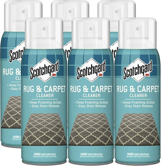 Scotchgard Rug & Carpet Cleaner, Fabric Cleaner Blocks Stains, Cleaning Sprays Make Cleanup Easier, Six 16.5 oz Cans
