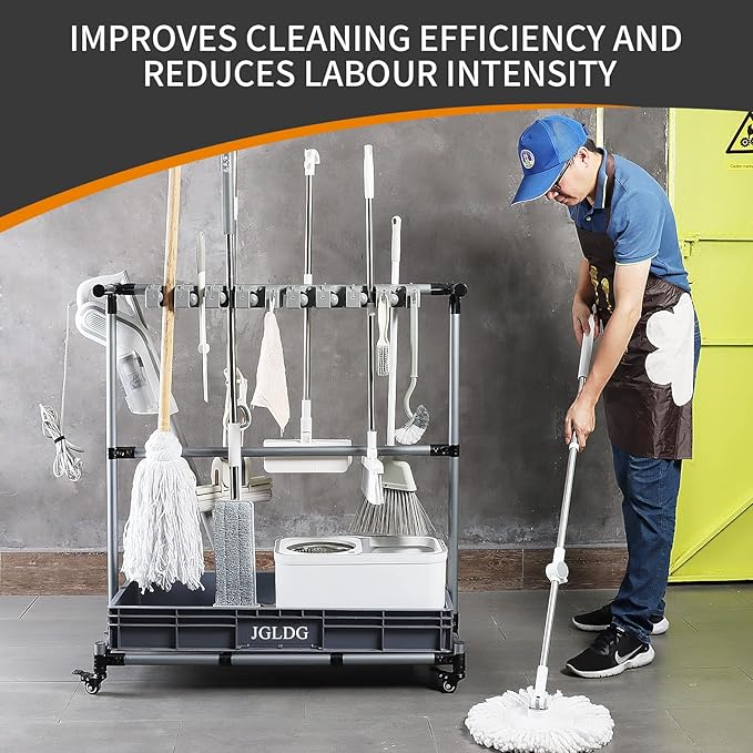 Generic Multifunctional Cleaning Cart and Tool Organizer - Broom and Mop Holder