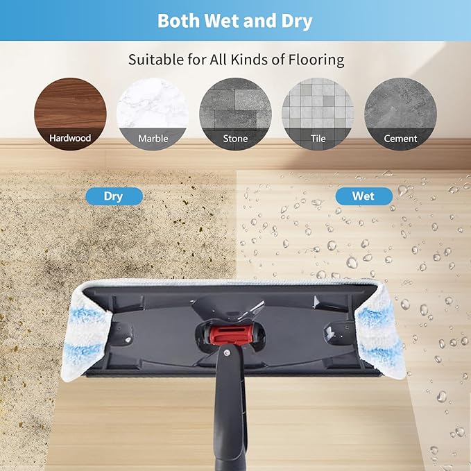 15 Pack Microfiber Mop Pads for O-Cedar H2prO Flat Mop System, Washable and Reusable Mop Replacement Heads for Floor Deep Cleaning, Mop Pad Refills for Wet Dry Floor