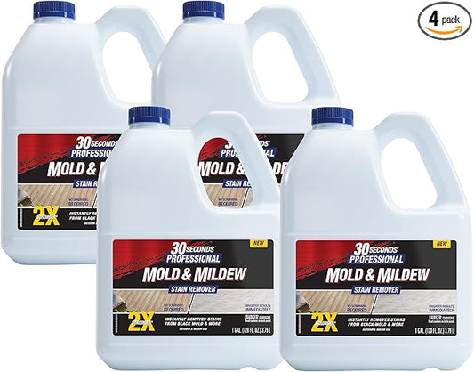 30 SECONDS Pro Mold and Mildew Stain Remover | Scrub Free | Brighter Results Instantly | Ready To Use | 1 Gallon (4 PACK)