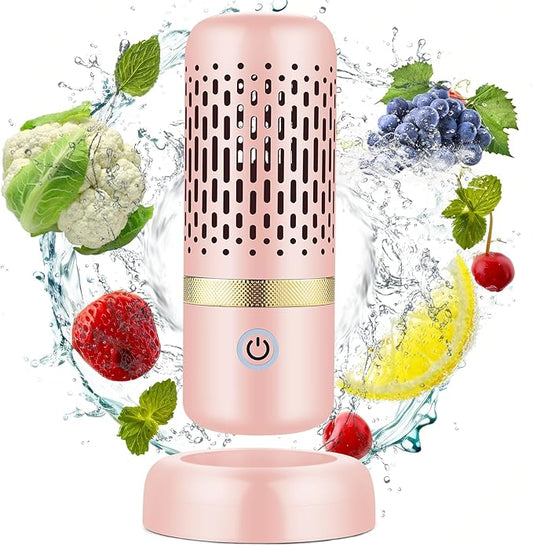 Cudinham Fruit and Vegetable Purifier Cleaner Washing Machine Upgraded Capsule Shape Disinfection OH-ion Purification Technology for Cleaning Grains Rice Meat Seafood, Pink
