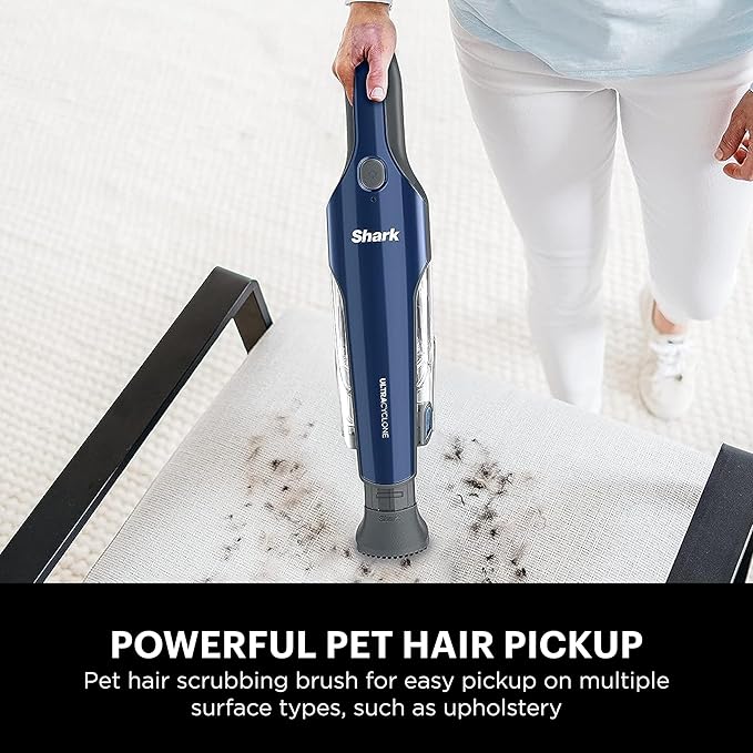 Shark CH964AMZ 2-in-1 Cordless & Handheld Vacuum Ultracyclone System, Ultra-Lightweight and Portable for Car and Home, Washable Filter, XL Dust Cup, Crevice Tool & Scrubbing Brush, Blue