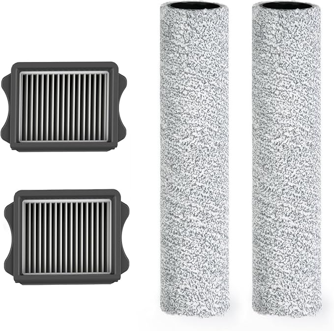Tineco Replacement 2 Dry Filter & 2 Brush Roller for S9 Artist Pro, S9 Artist/ S7 Stretch/S6 Stretch Steam Series, S7 Artist, S7 Stretch Ultra, i5/i6 Stretch, Stretch S6, Switch i5/S6 Stretch Breeze