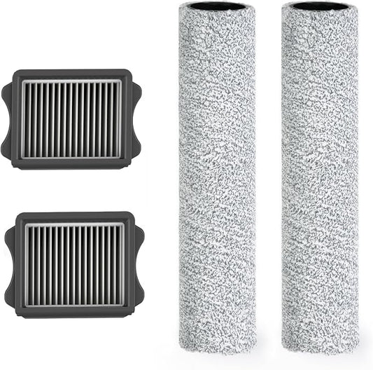 Tineco Replacement 2 Dry Filter & 2 Brush Roller for S9 Artist Pro, S9 Artist/ S7 Stretch/S6 Stretch Steam Series, S7 Artist, S7 Stretch Ultra, i5/i6 Stretch, Stretch S6, Switch i5/S6 Stretch Breeze
