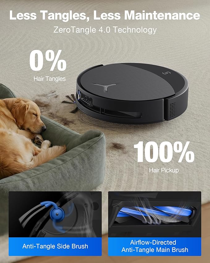 ECOVACS DEEBOT T90 PRO OMNI Robot Vacuum and Mop, 30,000Pa Suction, Instant Self-Cleaning OZMO Roller Mop, TruEdge Deep Edge Cleaning, ZeroTangle, Hot Water Wash & 145°F Air Dry, AI Obstacle Avoidance