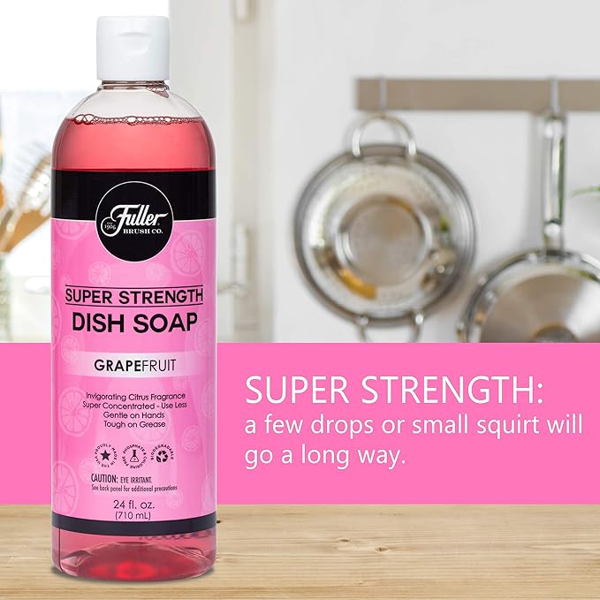 Fuller Brush Super Strength Dish Soap – Grapefruit – Ultra Concentrated Formula – Cuts Grease Fast, Clean Dishes, Glassware, Silverware, Pots, Pans & Surfaces – (Pack of 2)