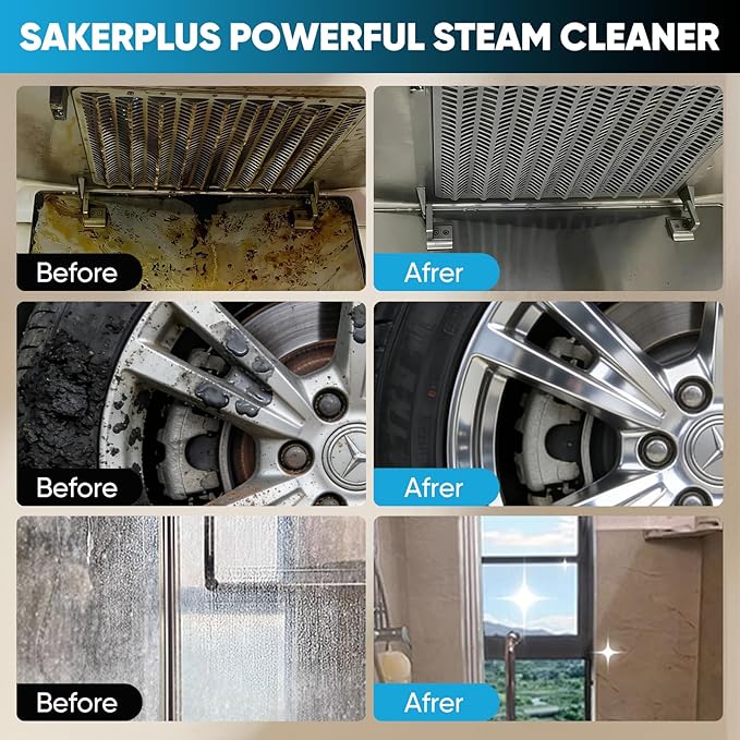 Steam Cleaner, Handheld Pressurized Steamer, 1050W 230°F Fast Heating with 9 Accessories, Multi-Surface Steam Cleaner for Home, Car, Tile & Grout, Windows, Upholstery (5 Towel Sleeve)