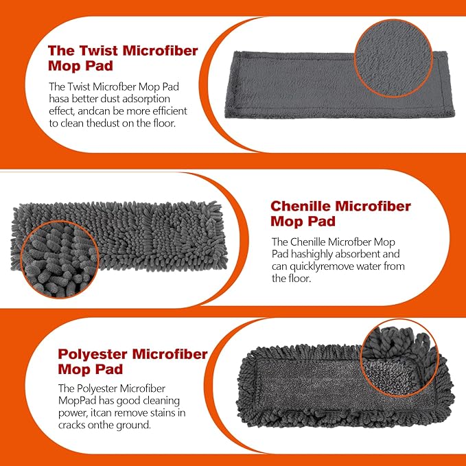 Dust Mop for Floor Cleaning with 3 Washable Pads and 55” Long Stainless Steel Handle,Microfiber Mop for Hardwood Floors, Tile, Marble Floors (Dust Mop)
