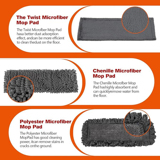 Dust Mop for Floor Cleaning with 3 Washable Pads and 55” Long Stainless Steel Handle,Microfiber Mop for Hardwood Floors, Tile, Marble Floors (Dust Mop)
