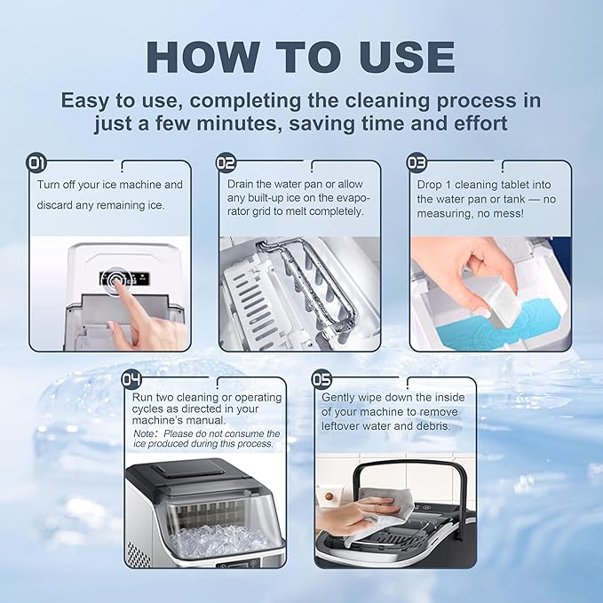 Ice Machine Cleaner Maker Descaler - 24 Unscented Clean Tablets Compatible with Opal, Kitchenaid, GE Profile,Nickel Safe Scale Remover for Countertop, Nugget Ice Makers - Bulk 1 Year Supply