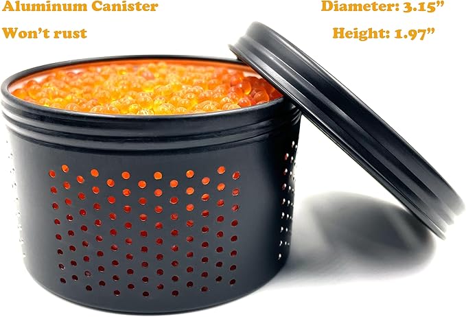 Gun Safe Dehumidifier 200g - Small Reusable Indicating Silica Gel Canister, Portable Moisture Absorber Prevents Corrosion for 27 Cubic Feet Gun Cabinets & Safes, Black