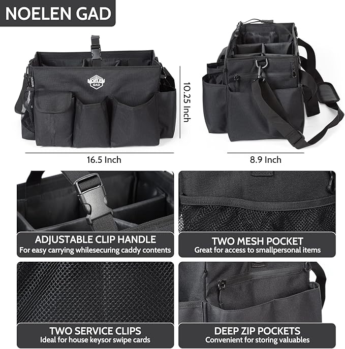 Large Wearable Cleaning Caddy Bags with Handle and Shoulder and Waist Straps,for Cleaning Supplies,for Furniture Storage,Car Organizer