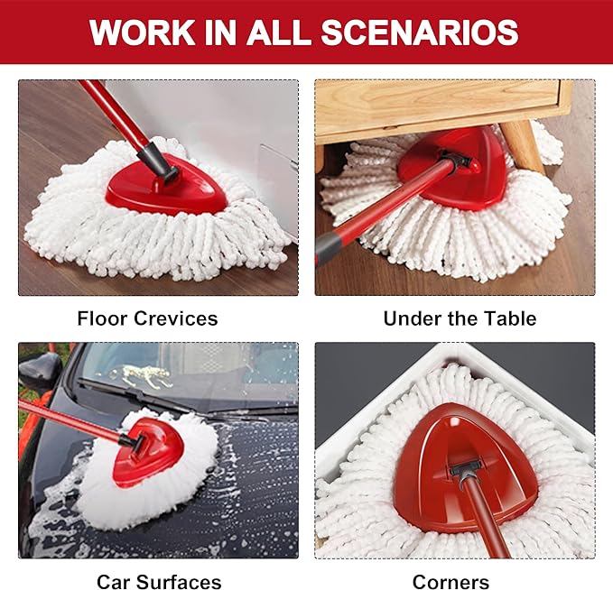 6 Pack Mop Replacement Heads for Spin Mop, Microfiber Spin Mop Refills, Easy Cleaning Mop Head Replacement