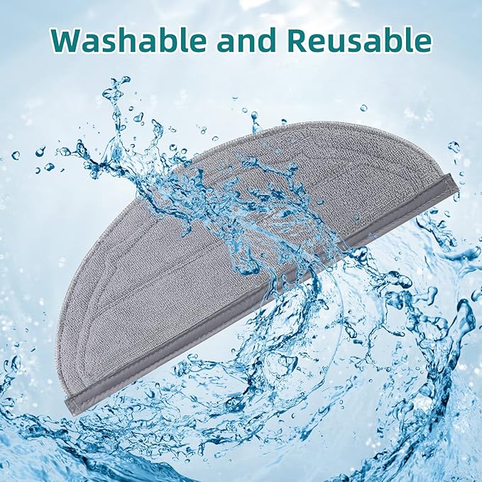 VIEWALL 6 Pack Reusable Microfiber Mop Cloth Compatible with Roborock Q10 S5 / Q10 S5+ / Q10 VF / Q10 VF+ / Q10V / Q10V+ Plus Robot Vacuum Cleaner,Reusable Mop Cloths Replacement Accessories