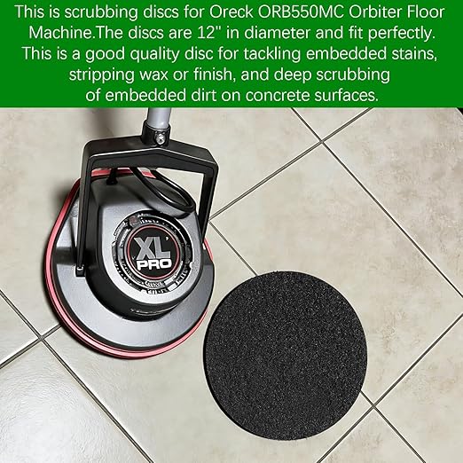 12" Floor Scrubber Pads for Oreck ORB550MC Orbiter Floor Machine,437.071 Black Scrubbing Disc for Hard Floor,Commercial Orbiter Polishing Pads for Oreck ORB550MC Cleaning Machine